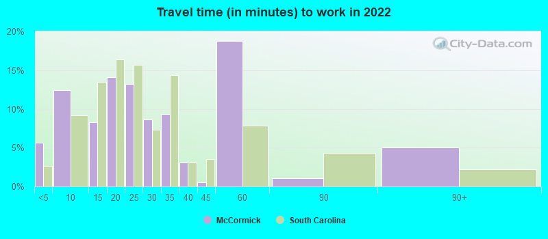 Travel time (in minutes) to work in 2022