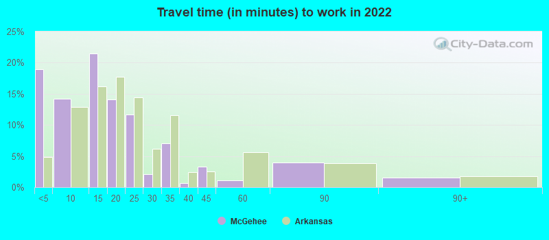 Travel time (in minutes) to work in 2022