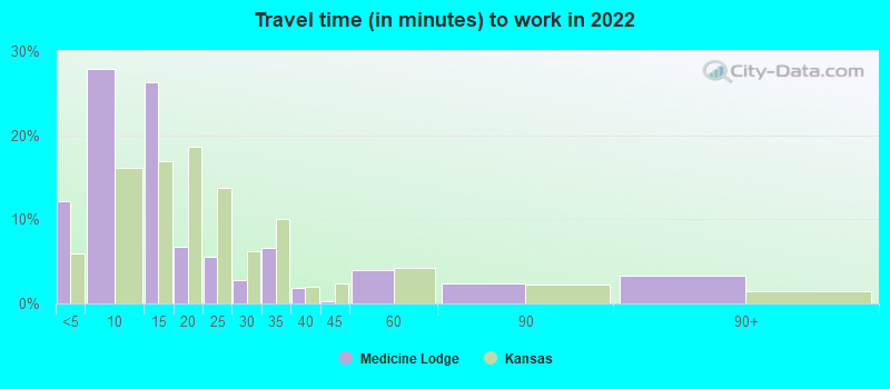 Travel time (in minutes) to work in 2022