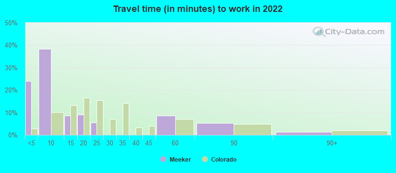 Travel time (in minutes) to work in 2022