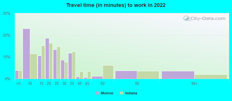 Travel time (in minutes) to work in 2022