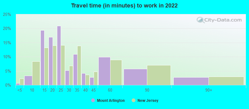 Travel time (in minutes) to work in 2022