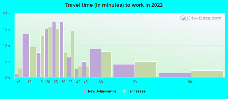 Travel time (in minutes) to work in 2022