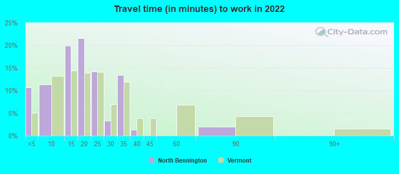 Travel time (in minutes) to work in 2022