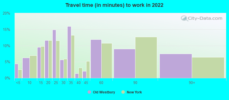 Travel time (in minutes) to work in 2022