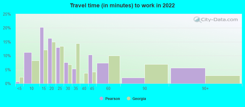 Travel time (in minutes) to work in 2022