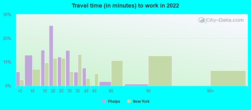 Travel time (in minutes) to work in 2022