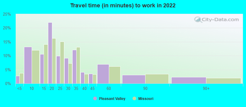 Travel time (in minutes) to work in 2022