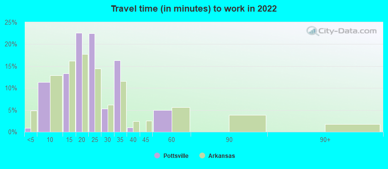 Travel time (in minutes) to work in 2022