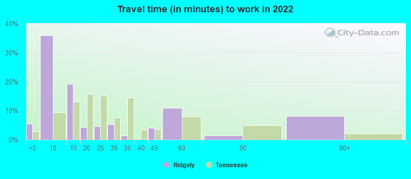 Travel time (in minutes) to work in 2022