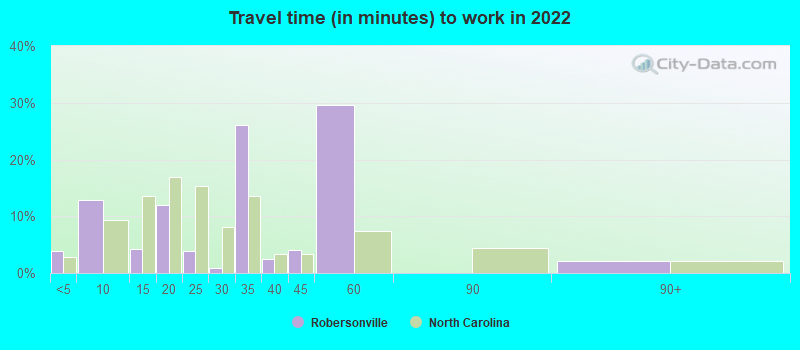 Travel time (in minutes) to work in 2022