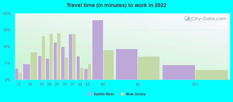 Travel time (in minutes) to work in 2022