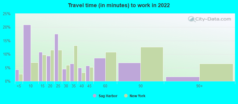 Travel time (in minutes) to work in 2022