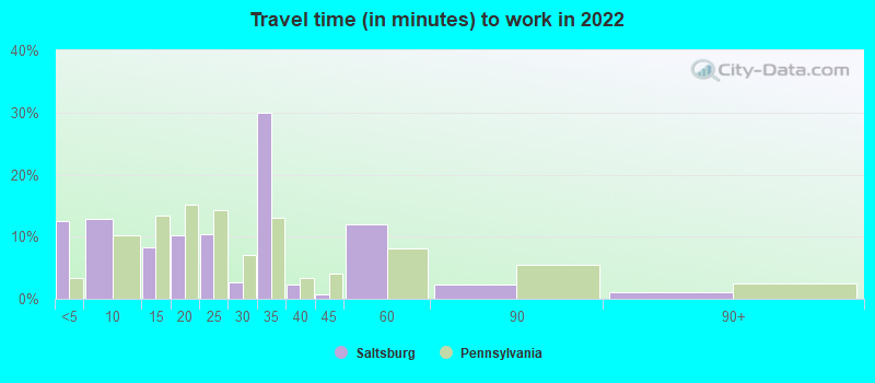 Travel time (in minutes) to work in 2022