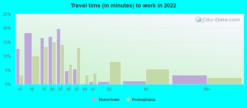 Travel time (in minutes) to work in 2022