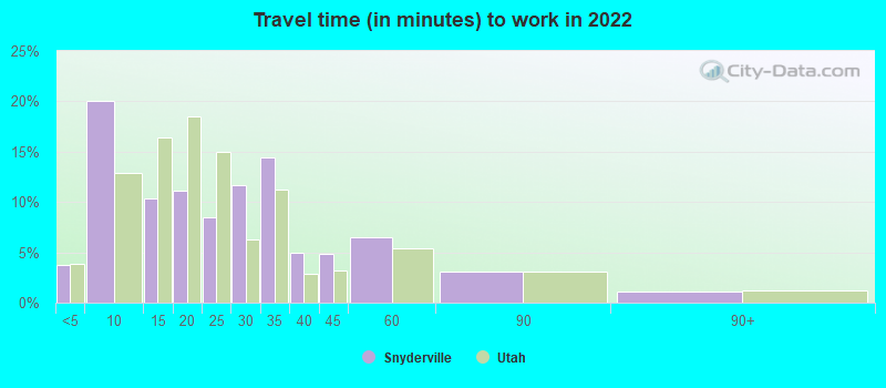 Travel time (in minutes) to work in 2022