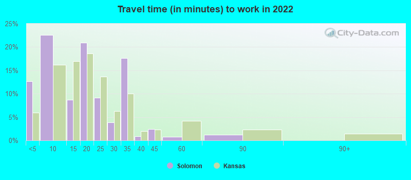 Travel time (in minutes) to work in 2022