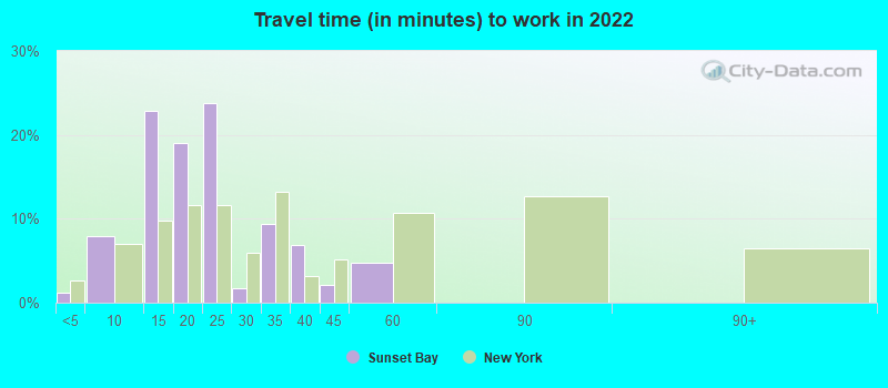 Travel time (in minutes) to work in 2022