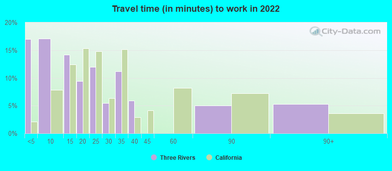 Travel time (in minutes) to work in 2022