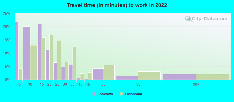 Travel time (in minutes) to work in 2022