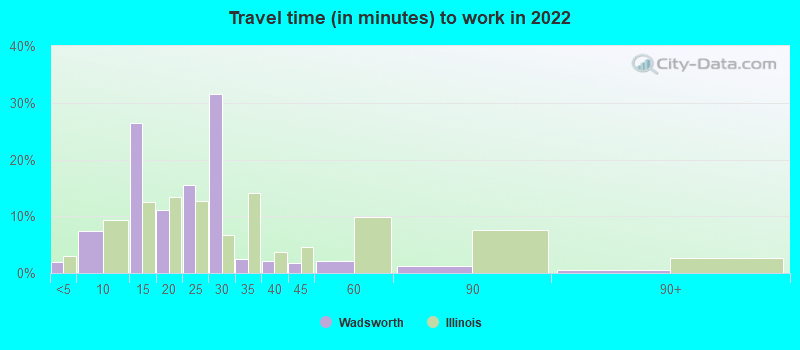 Travel time (in minutes) to work in 2022