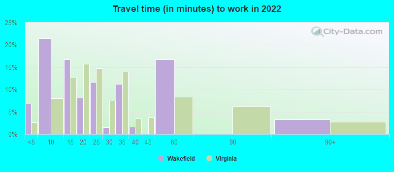 Travel time (in minutes) to work in 2022