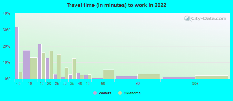 Travel time (in minutes) to work in 2022