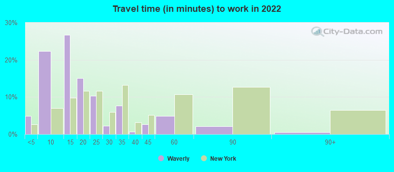 Travel time (in minutes) to work in 2022