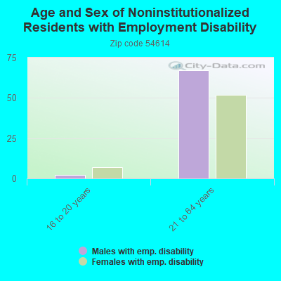 Age Sex Employment Disabled 54614 