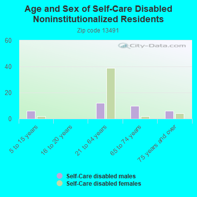 Age and Sex of Self-Care Disabled Noninstitutionalized Residents