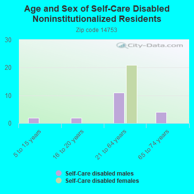 Age and Sex of Self-Care Disabled Noninstitutionalized Residents