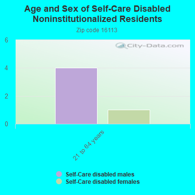 Age and Sex of Self-Care Disabled Noninstitutionalized Residents