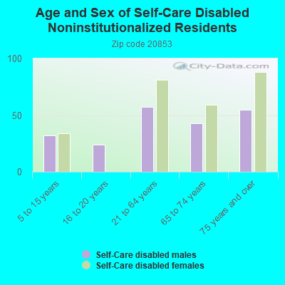 Age and Sex of Self-Care Disabled Noninstitutionalized Residents