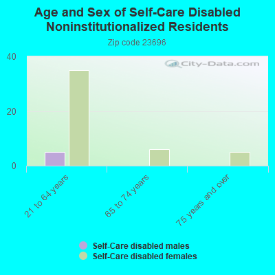 Age and Sex of Self-Care Disabled Noninstitutionalized Residents