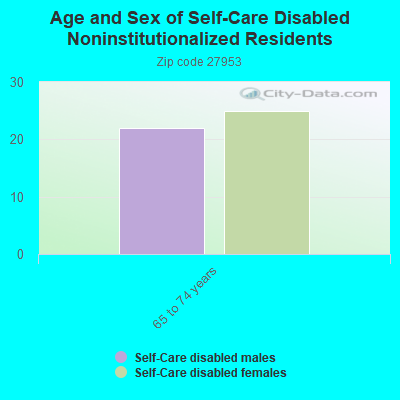 Age and Sex of Self-Care Disabled Noninstitutionalized Residents