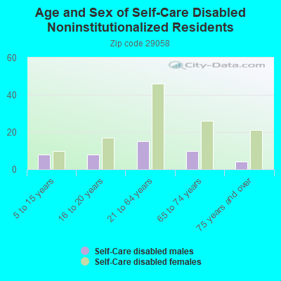 Age and Sex of Self-Care Disabled Noninstitutionalized Residents