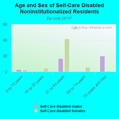 Age and Sex of Self-Care Disabled Noninstitutionalized Residents