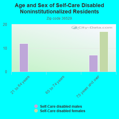 Age and Sex of Self-Care Disabled Noninstitutionalized Residents