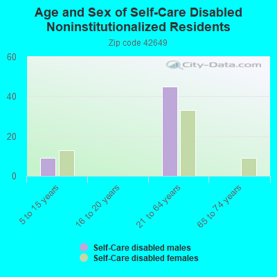 Age and Sex of Self-Care Disabled Noninstitutionalized Residents