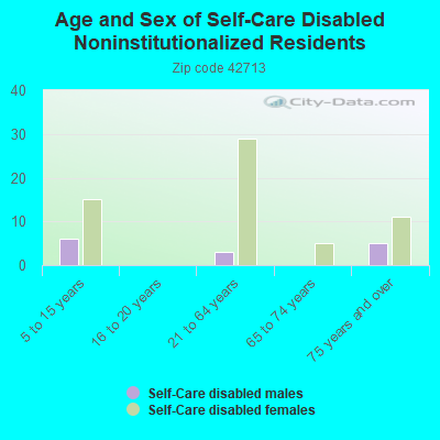 Age and Sex of Self-Care Disabled Noninstitutionalized Residents