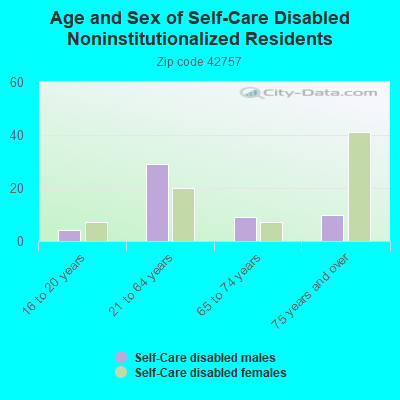 Age and Sex of Self-Care Disabled Noninstitutionalized Residents