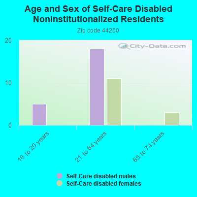 Age and Sex of Self-Care Disabled Noninstitutionalized Residents