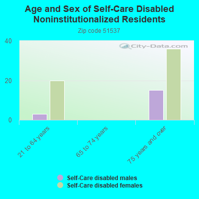 Age and Sex of Self-Care Disabled Noninstitutionalized Residents