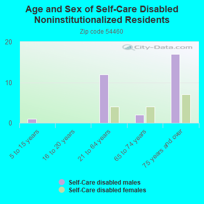 Age and Sex of Self-Care Disabled Noninstitutionalized Residents