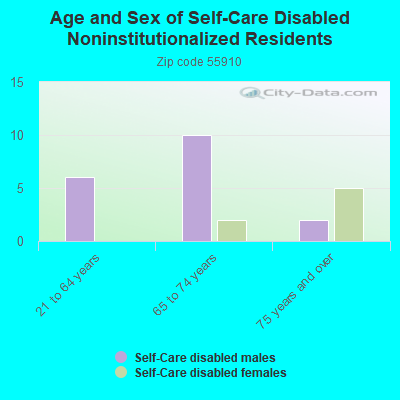 Age and Sex of Self-Care Disabled Noninstitutionalized Residents