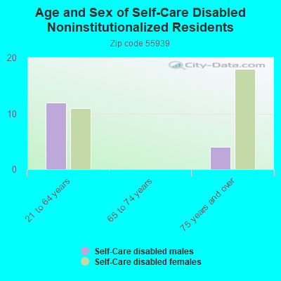 Age and Sex of Self-Care Disabled Noninstitutionalized Residents