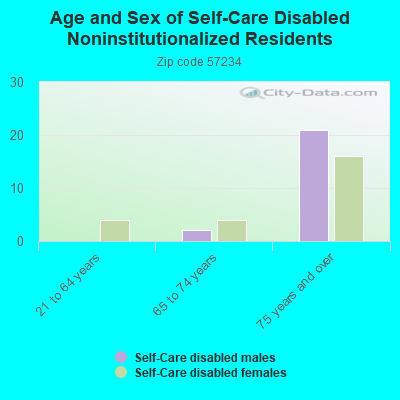 Age and Sex of Self-Care Disabled Noninstitutionalized Residents