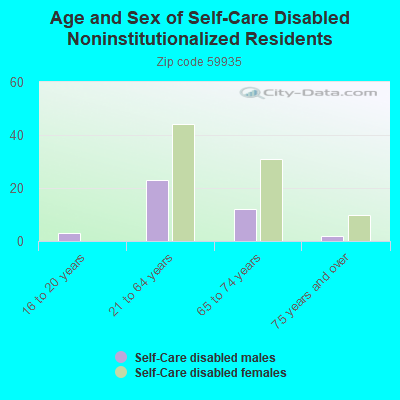 Age and Sex of Self-Care Disabled Noninstitutionalized Residents