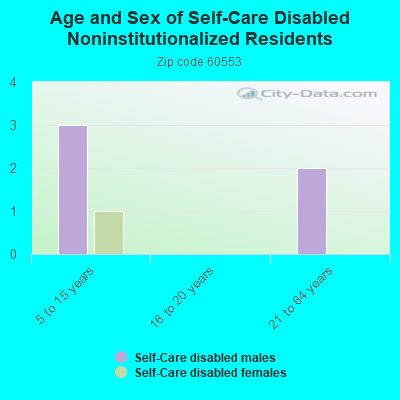 Age and Sex of Self-Care Disabled Noninstitutionalized Residents