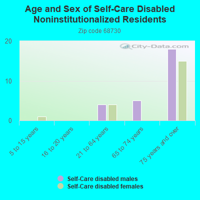 Age and Sex of Self-Care Disabled Noninstitutionalized Residents